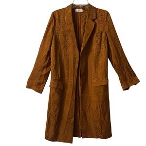 ALC Silk Leopard Print Light Weight Jacket Brown Women's Long Sleeve Size Small
